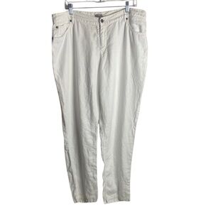 J Jill Size 16 Pure Linen White Pants Tapered Mid Rise Costal Mature Casual